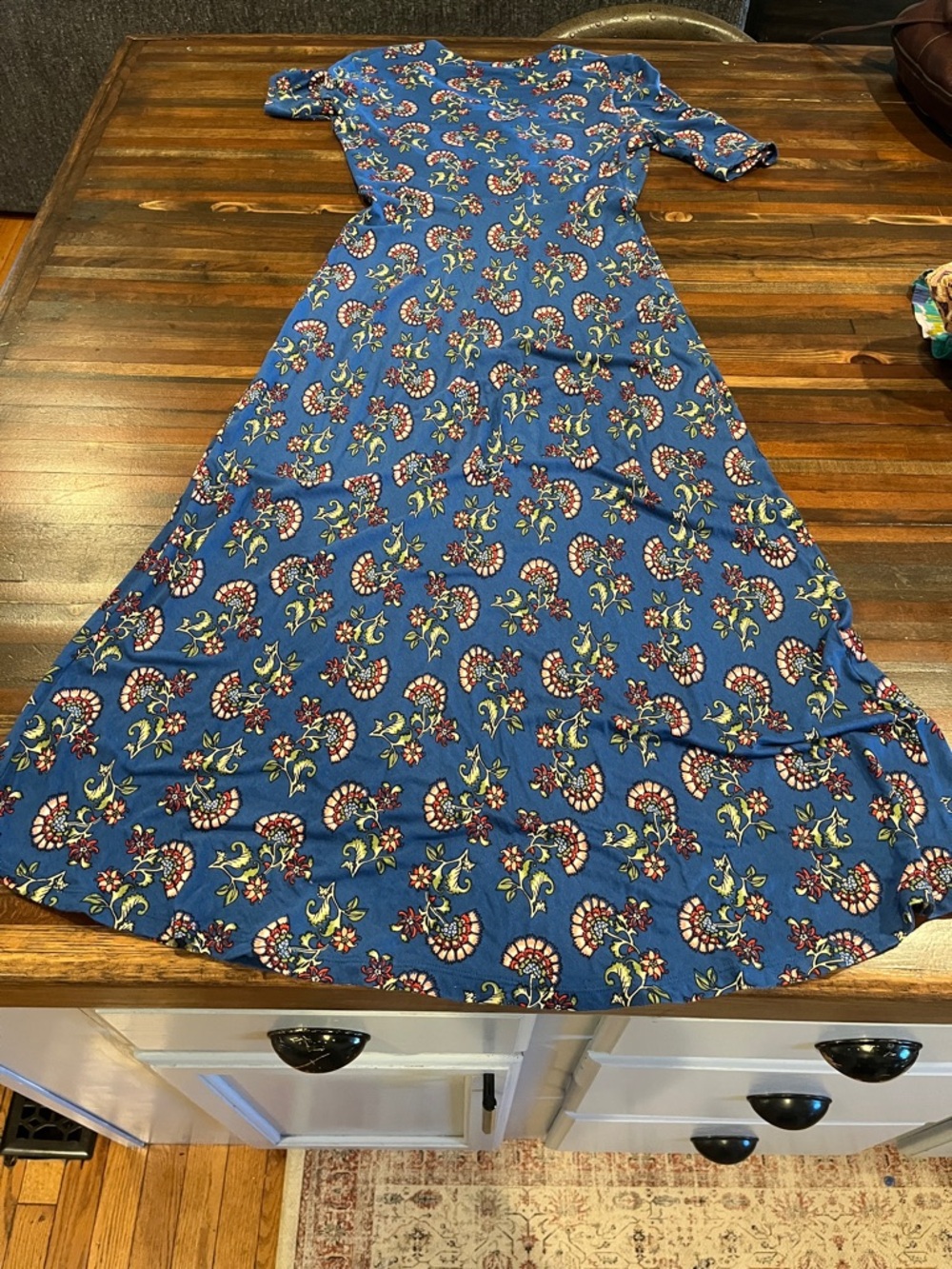 Boden Navy Rebecca Botanical-Print Jersey Midi Dress- size 4R US - Picture 4 of 5